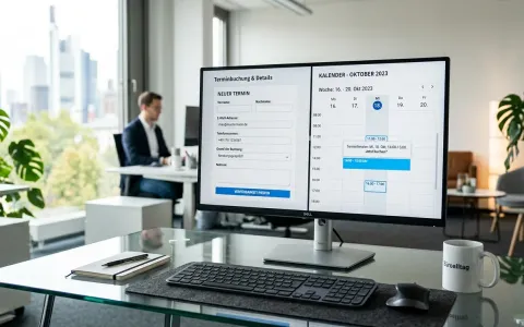 Vergleich von Anfrageformular und digitalem Kalender auf einem Monitor