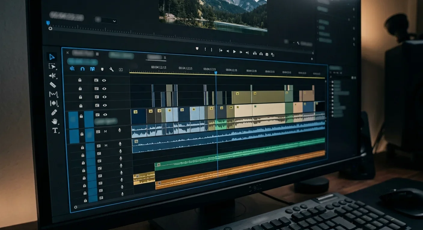 Videoschnitt-Software auf einem Monitor