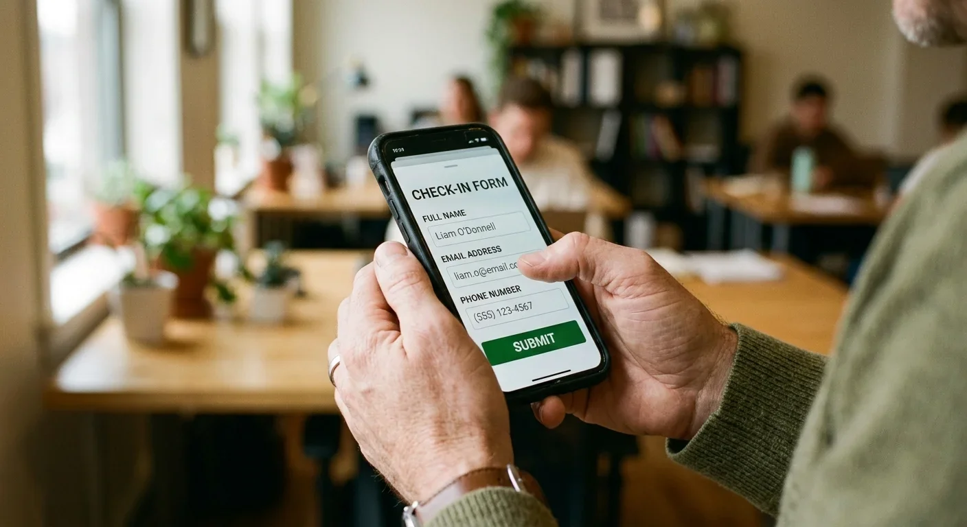 Nutzer füllt auf dem Smartphone ein einfaches Kontaktformular aus