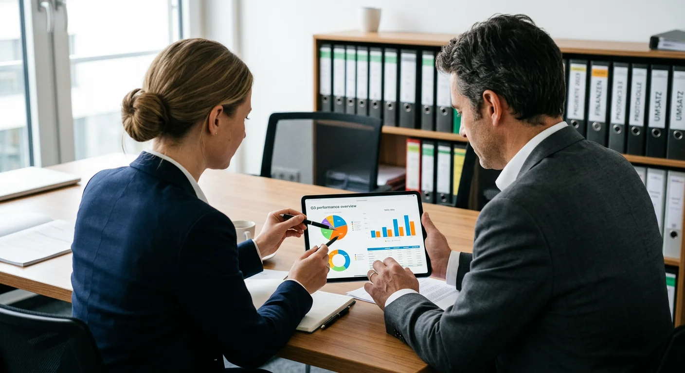 Zwei Personen besprechen die Content-Planung