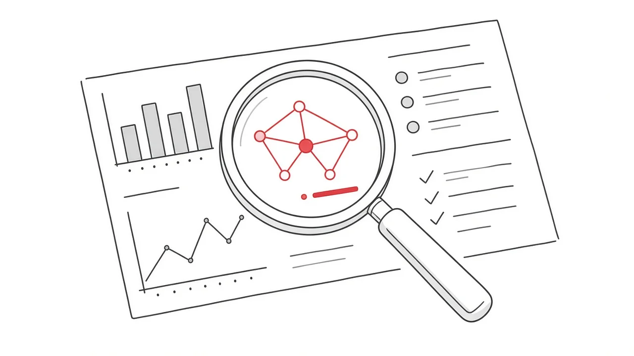 Lupe über Diagrammen als Symbol für die analytische Bestandsaufnahme