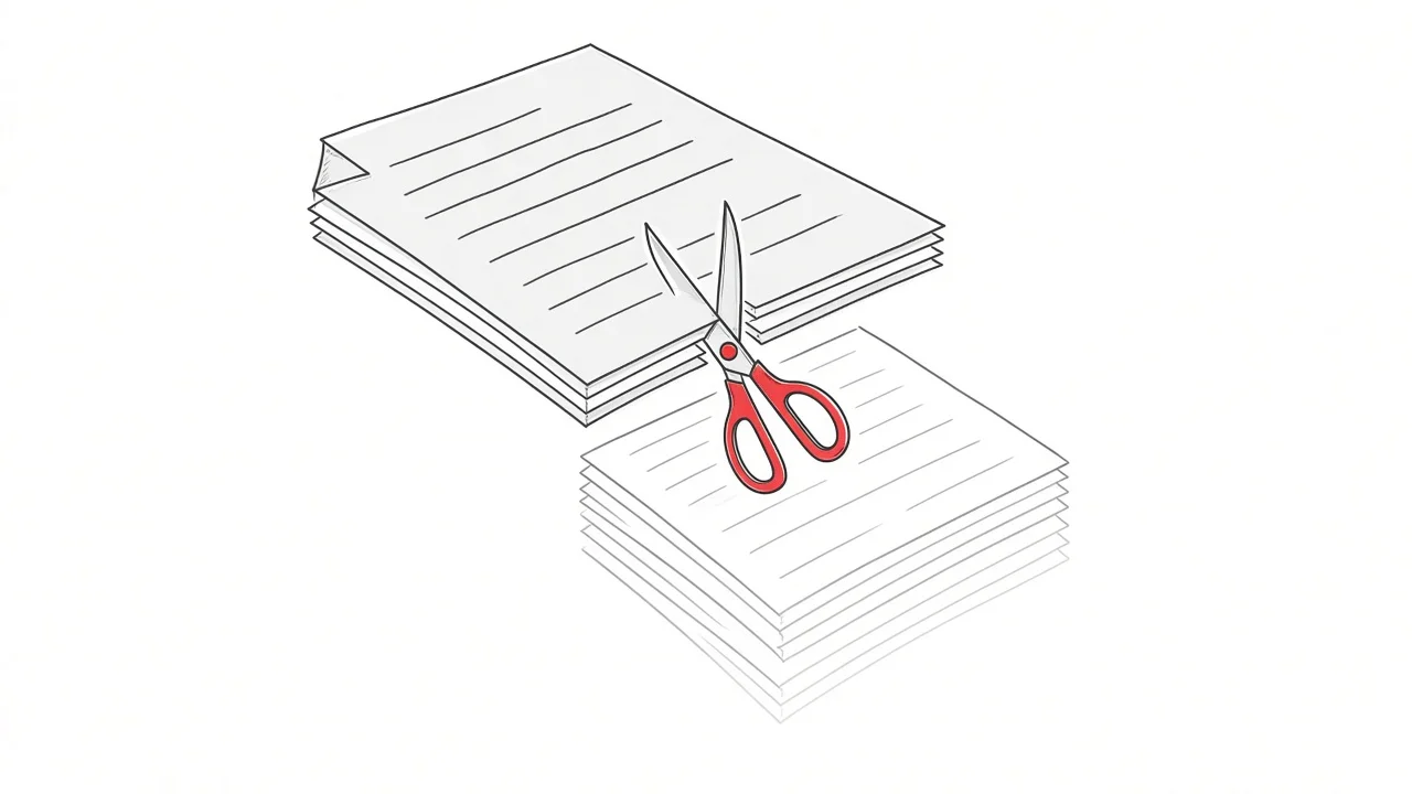 Illustration eines Dokuments, das bei einem Limit abgeschnitten wird
