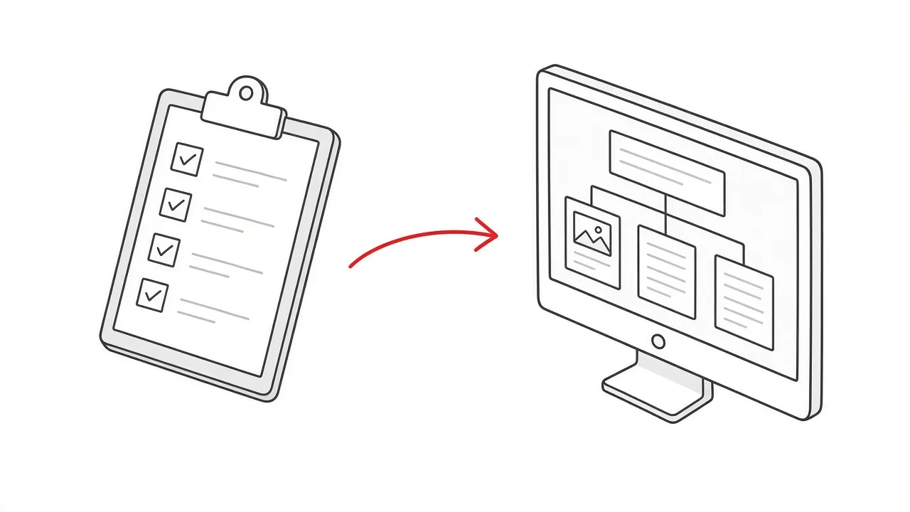 Illustration eines Lastenhefts, das als Grundlage für einen Website-Relaunch dient