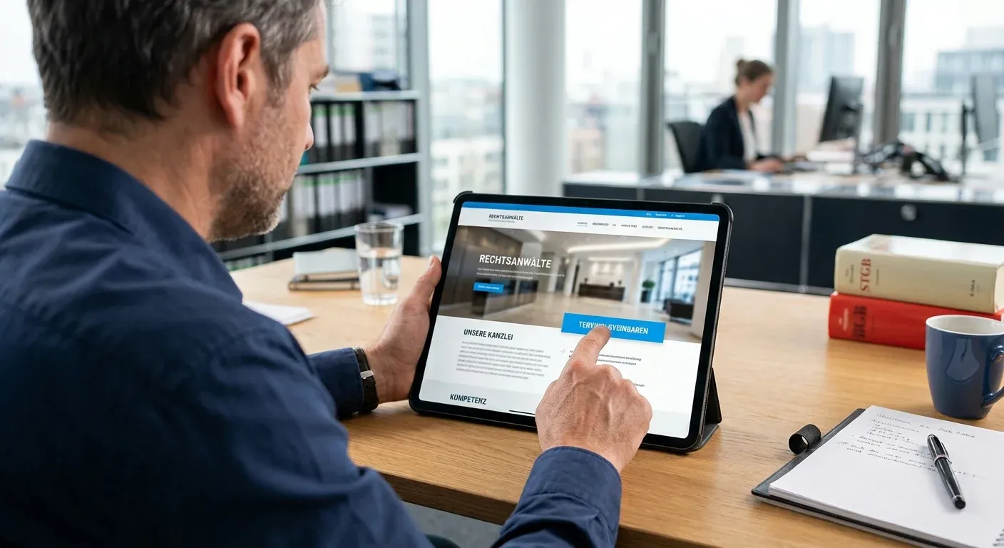 Nutzer tippt auf einen Kontaktbutton auf einem Tablet