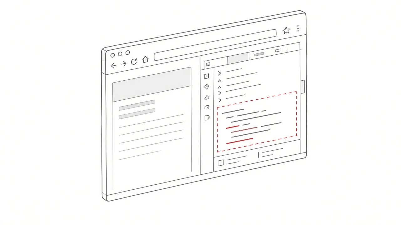 Geöffneter Browser-Inspektor mit markiertem Code-Baum