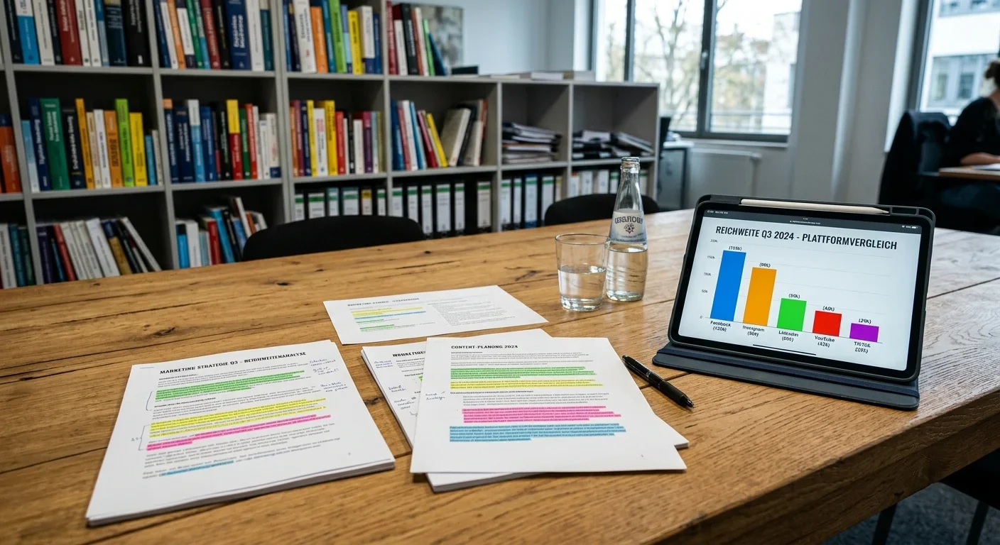 Auswertung von Texten und Reichweite auf einem Tablet