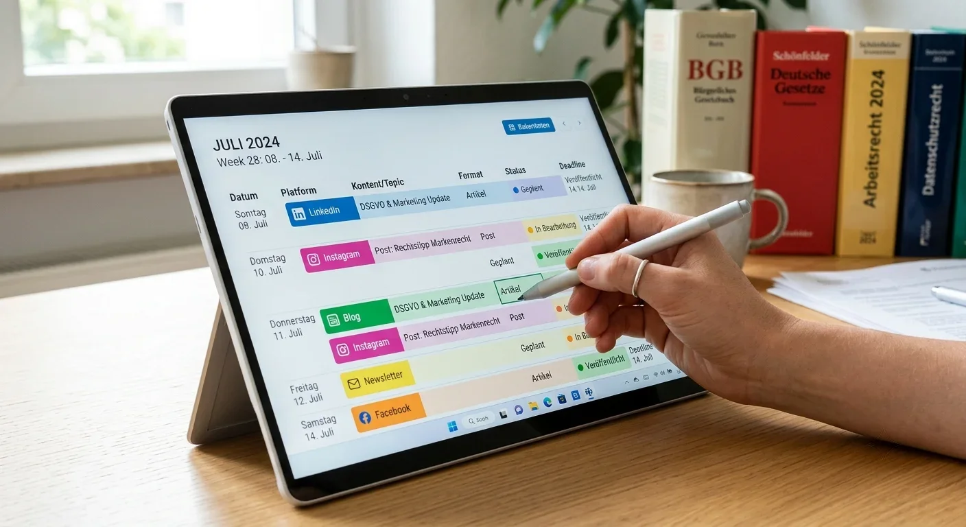 Digitale Content-Planung auf einem Tablet