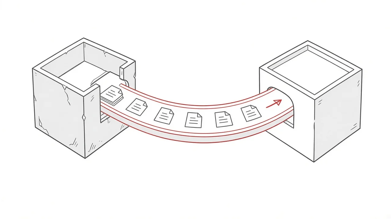 Sichere Migration von Daten über eine Brücke in ein neues System