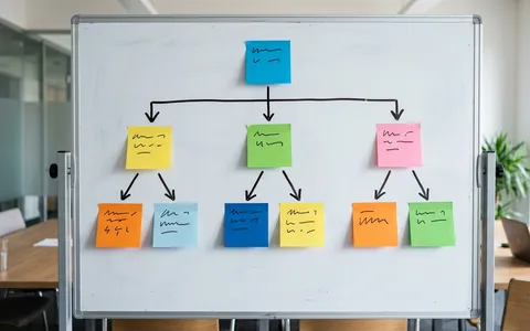 Visuelle Planung einer Website-Struktur auf einem Whiteboard