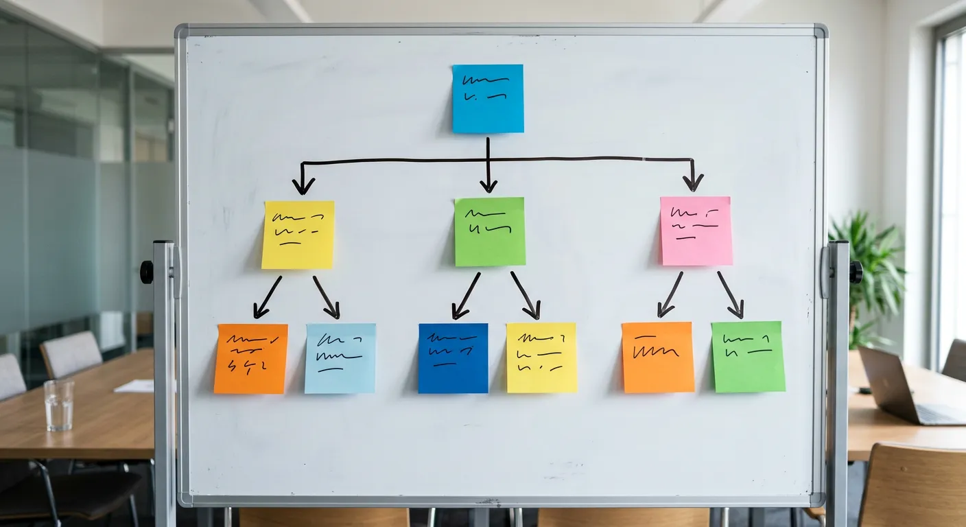Visuelle Planung einer Website-Struktur auf einem Whiteboard