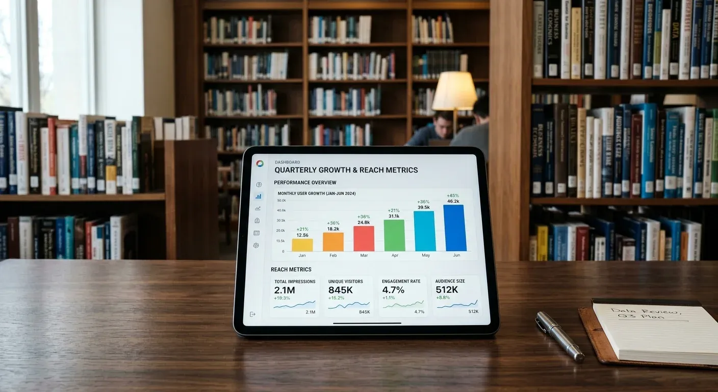 Tablet mit Auswertungen zur digitalen Reichweite