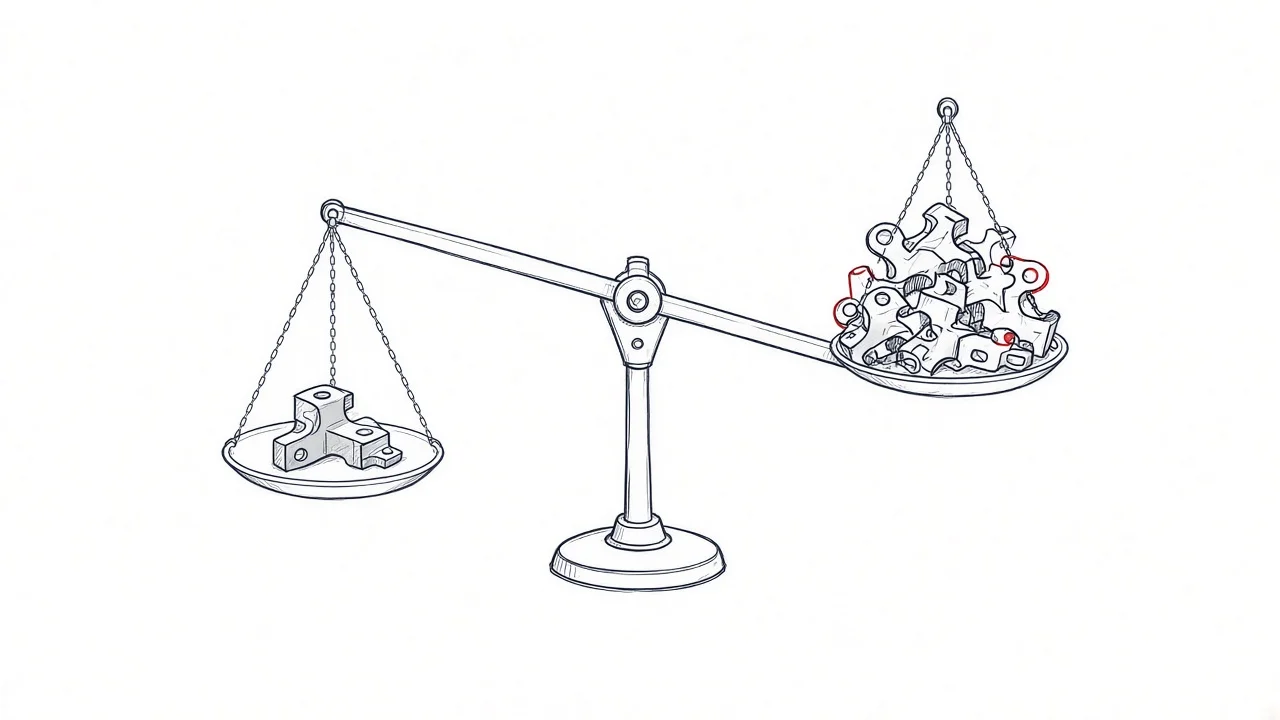 Illustration einer Waage, die das Ungleichgewicht von originalen und kopierten Inhalten zeigt