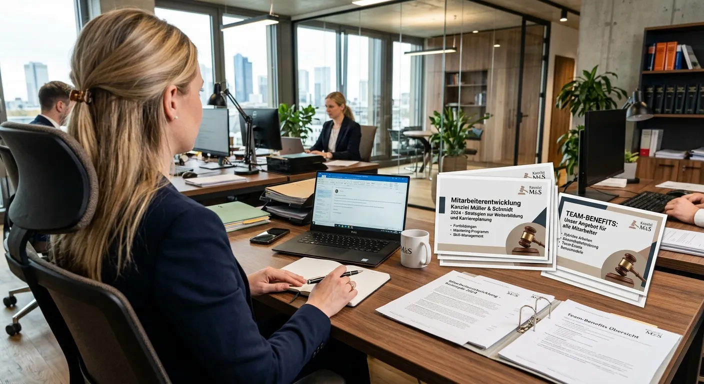 Employer Branding Konzepte auf einem Kanzleischreibtisch