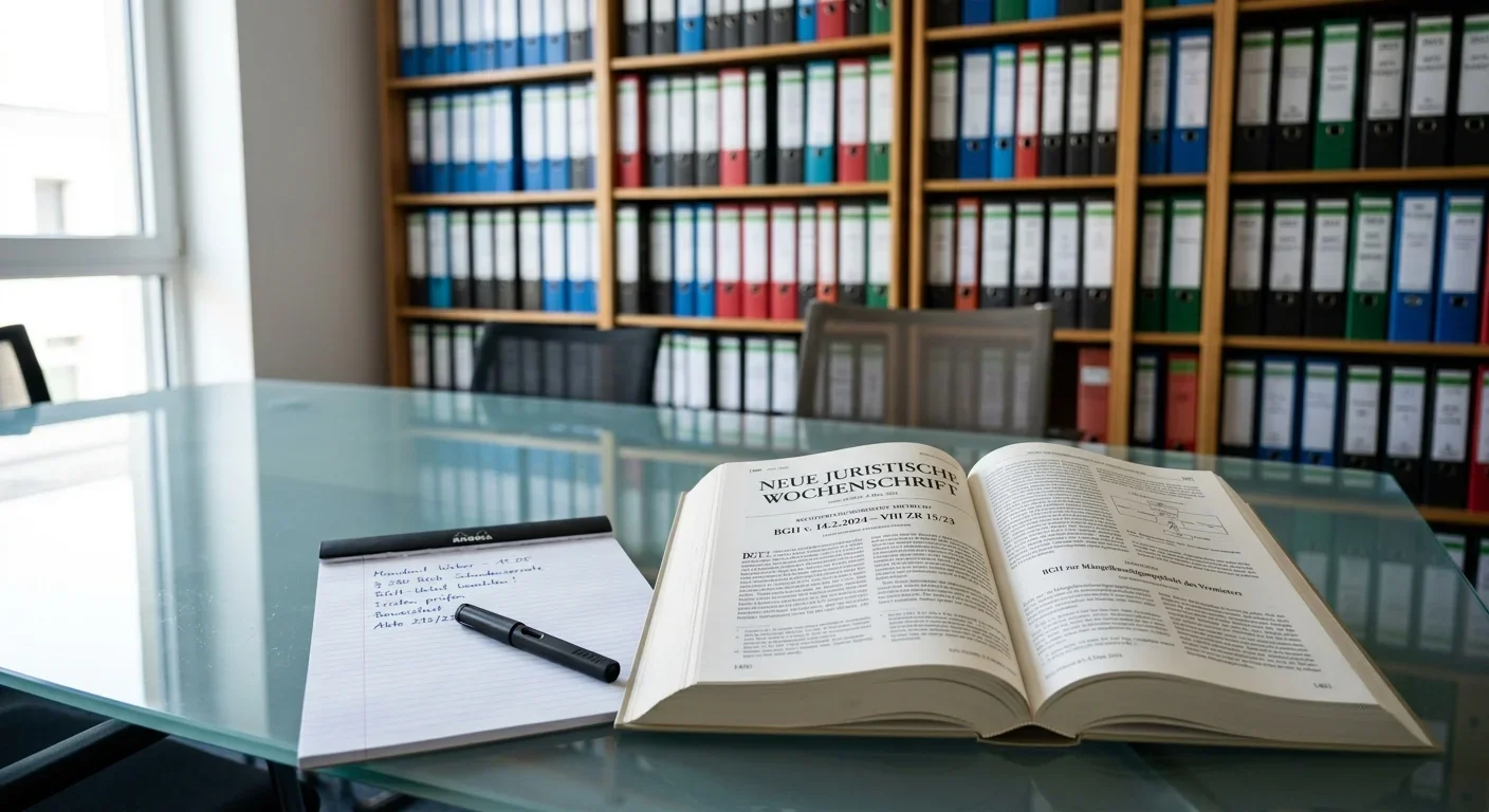 Juristisches Fachmagazin auf Glastisch