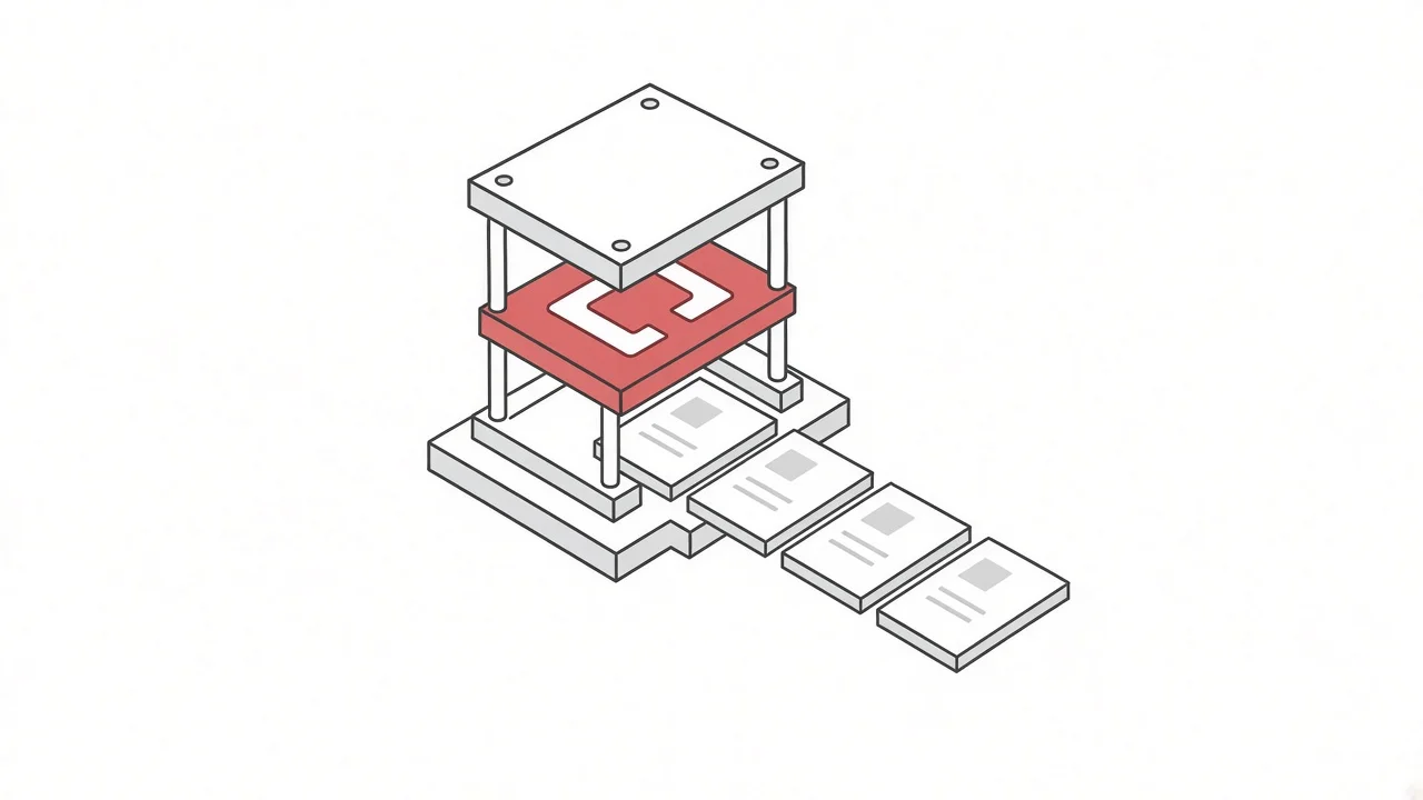 Illustration einer Schablone, die exakt gleiche Seiten produziert