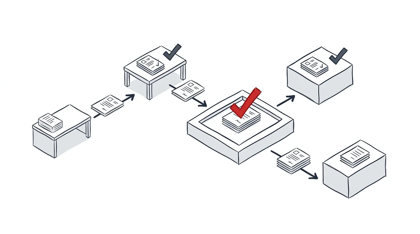 Illustration: Digitaler Freigabeprozess als strukturierter Workflow