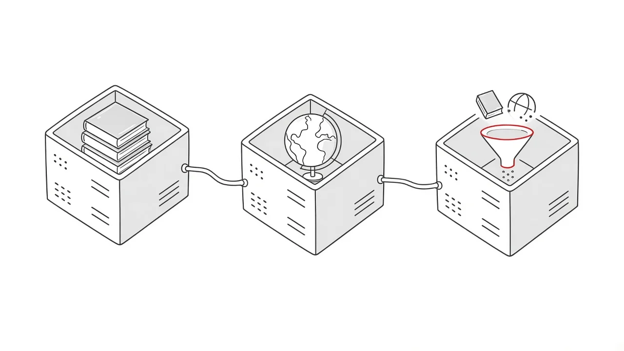 Drei Server-Typen illustrieren die verschiedenen generativen KI-Modelle
