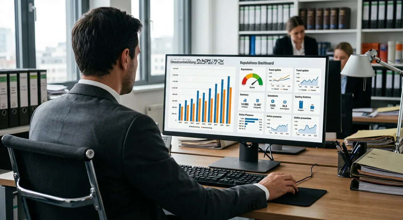 Dashboard zur Auswertung von Online-Reputation und Unternehmenszahlen