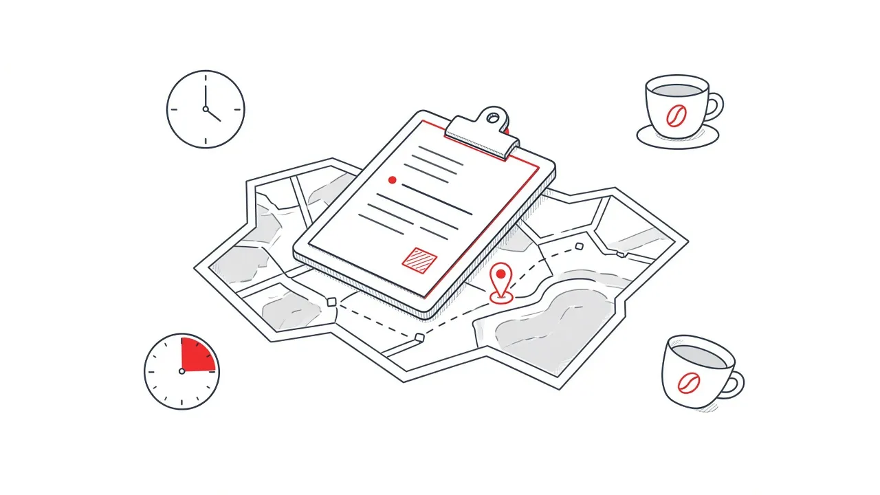 Illustration eines Klemmbretts auf einer digitalen Karte zur Erstellung eines Google-Profils