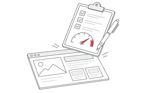 Isometrische Skizze einer Checkliste zur Behebung von Leistungswarnungen