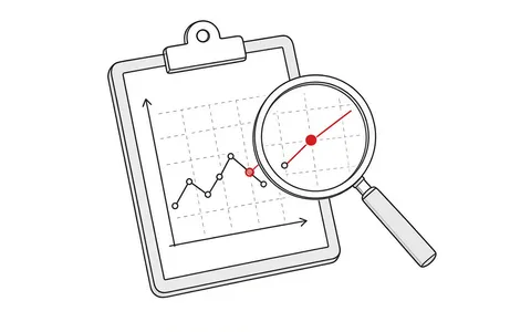 Illustration eines Klemmbretts mit Diagramm und Lupe