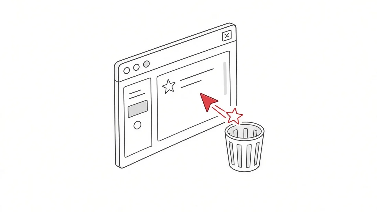Illustration eines Cursors, der eine negative Sterne-Bewertung in einen Papierkorb verschiebt