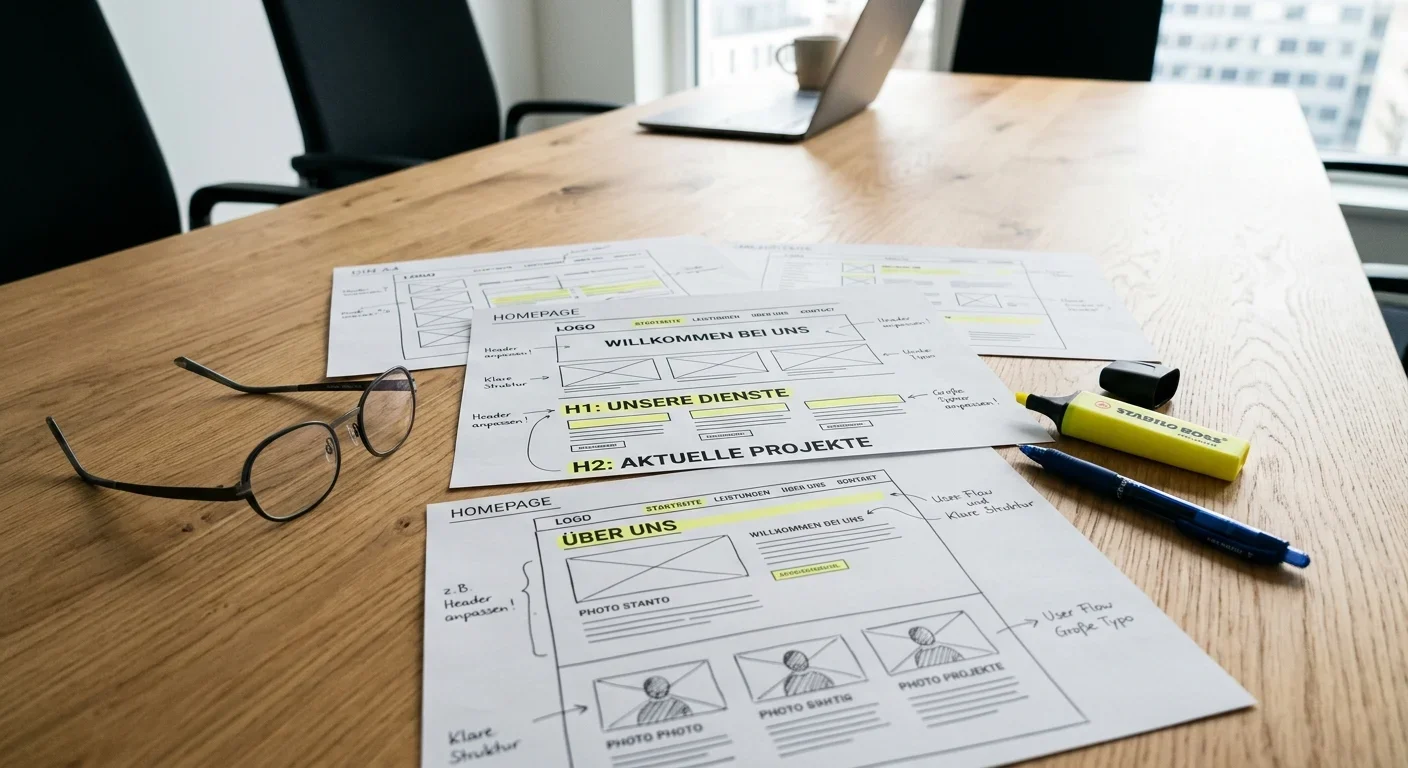 Planung einer klaren Website-Struktur auf Papier