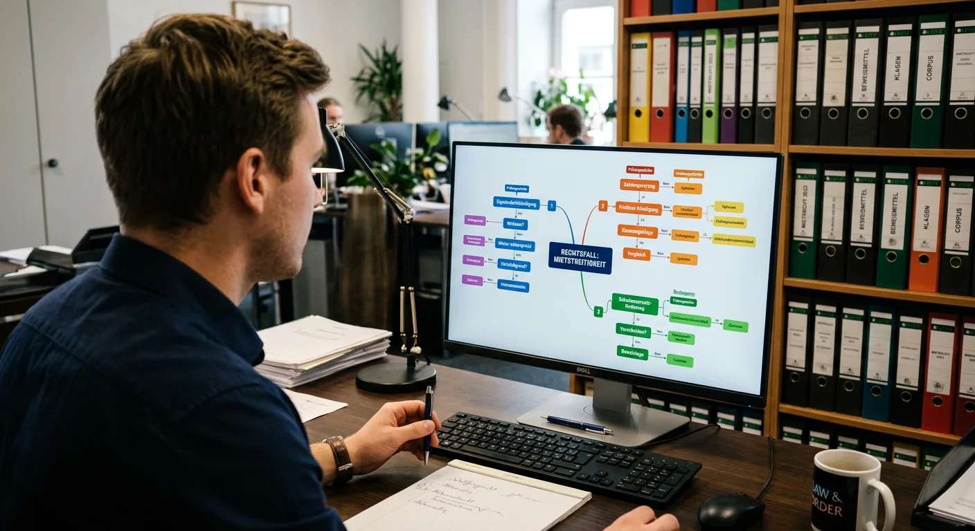Monitor mit Entscheidungsbaum in Kanzlei