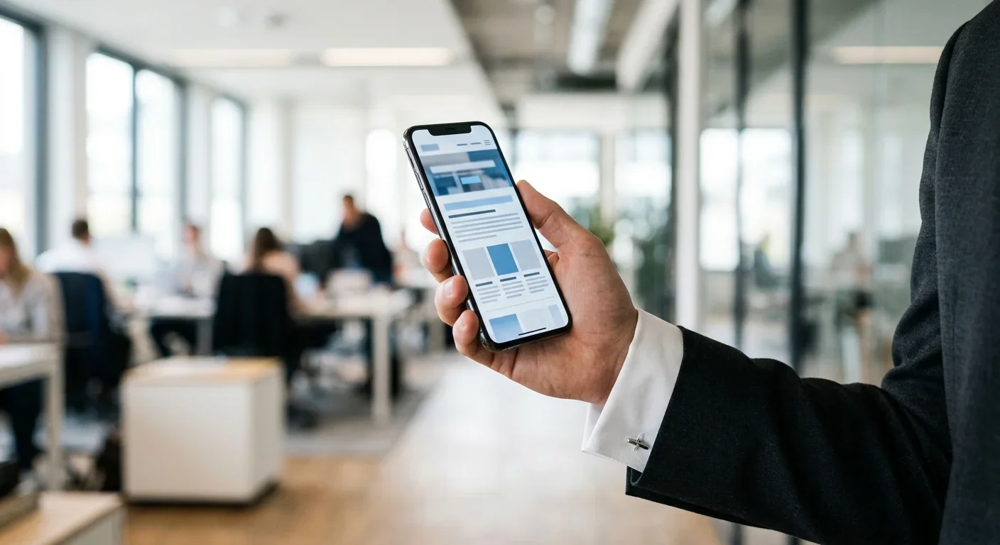 Smartphone mit geöffneter Website