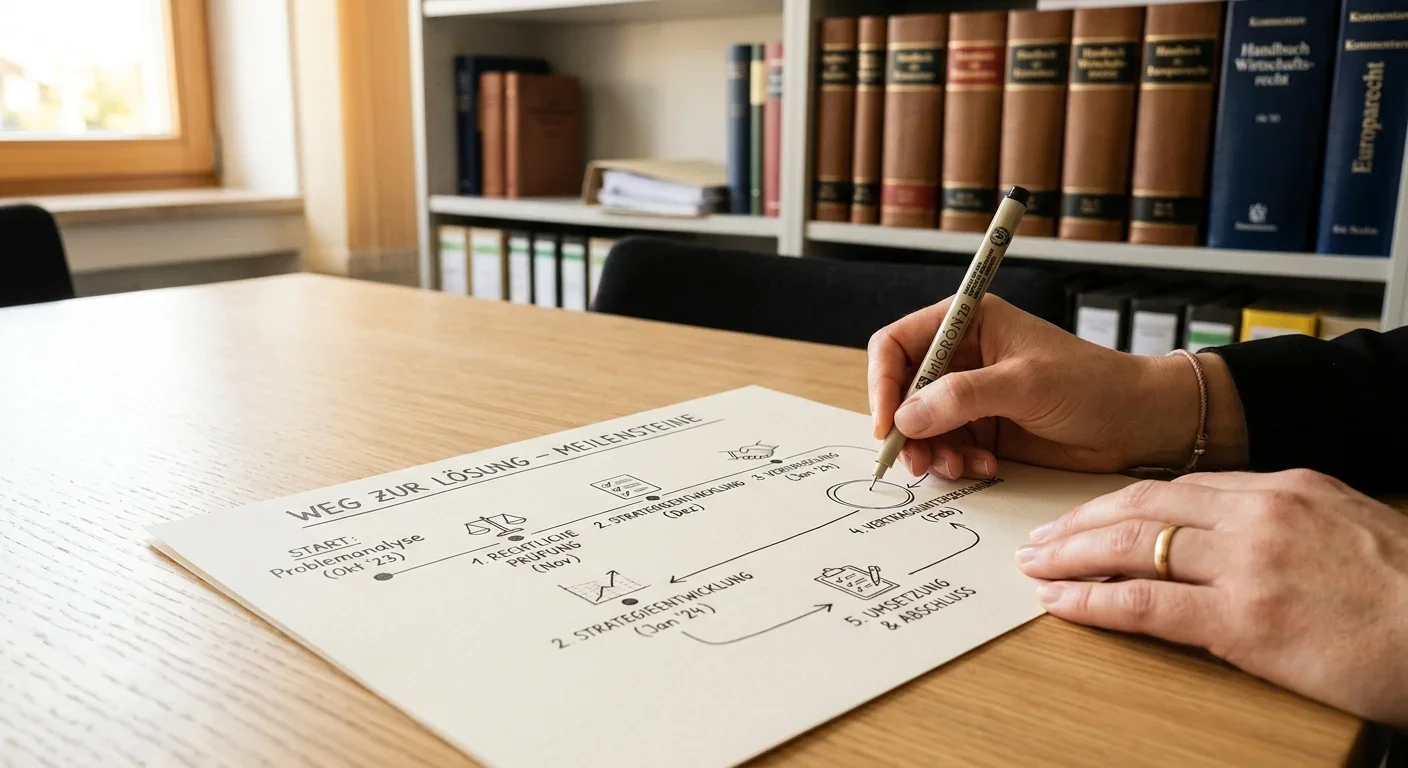 Skizzierung eines Lösungsplans auf Papier