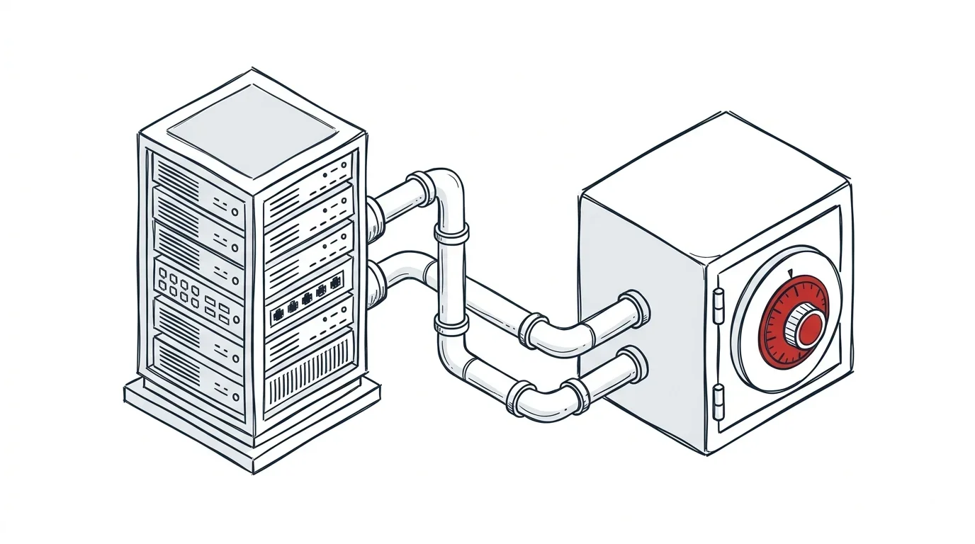 Illustration eines sicheren, lokalen KI-Datenzugriffs auf Unternehmensserver