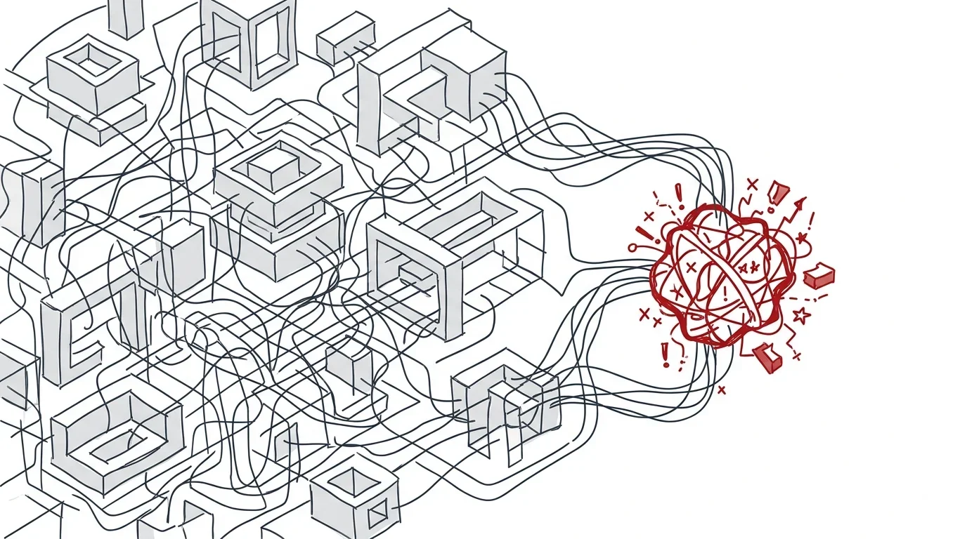 Illustration eines fehlerhaften Netzwerks aus verschachtelten Blöcken