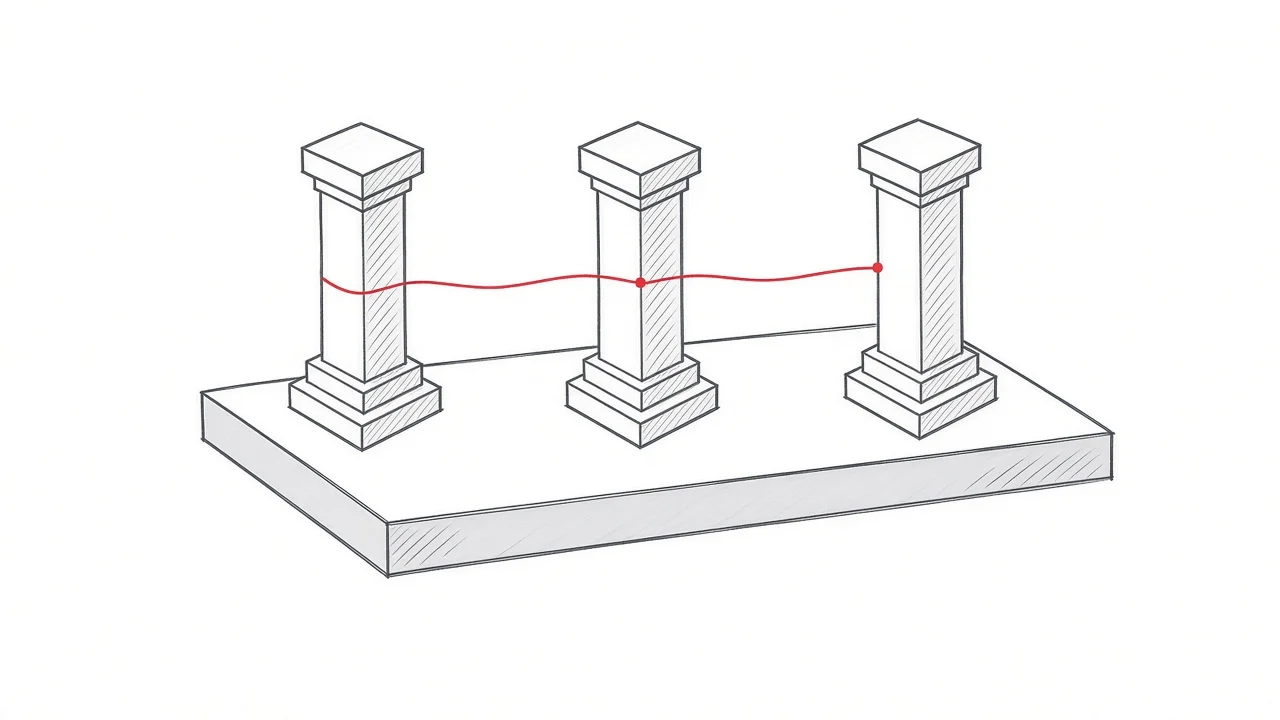 Illustration von drei verbundenen Säulen, die Datenkonsistenz symbolisieren