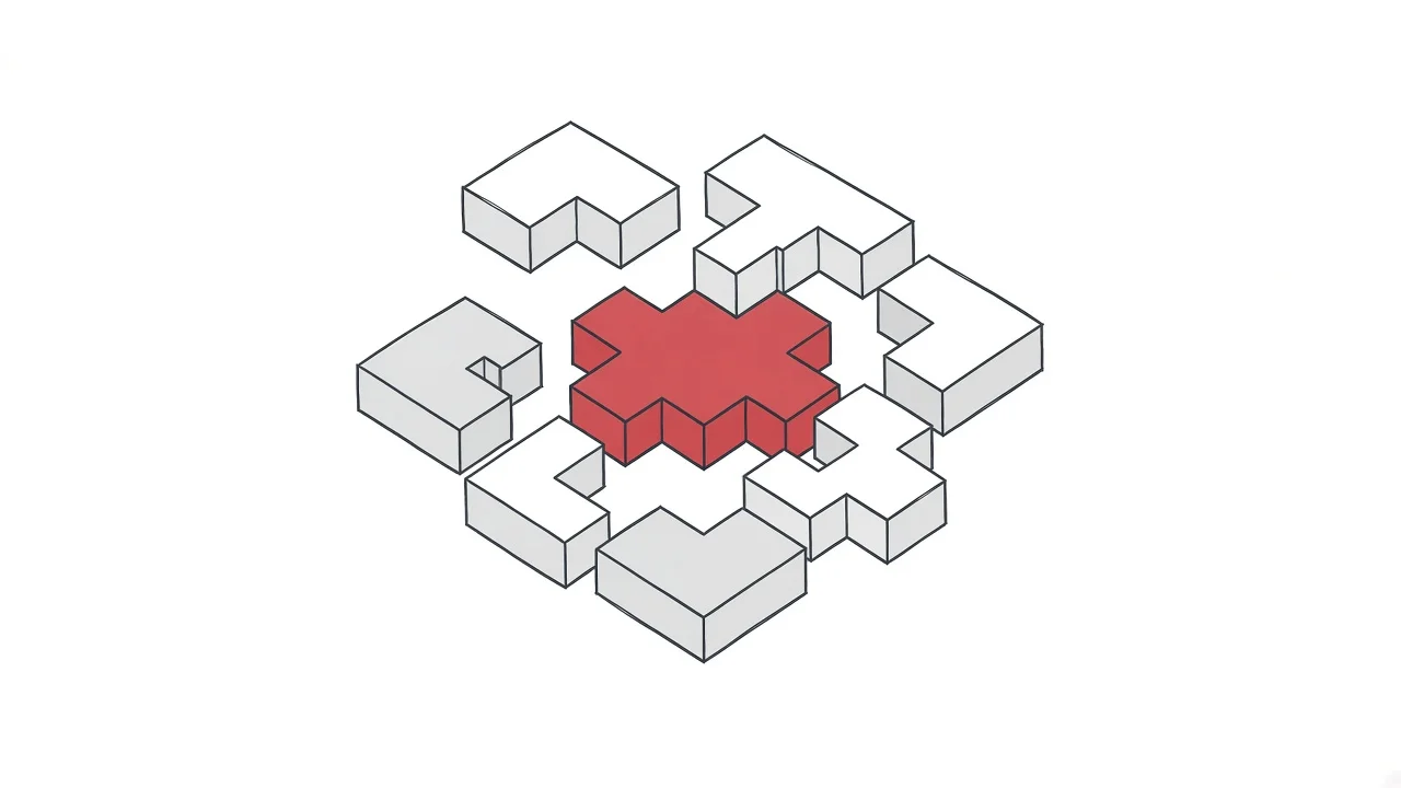 Isometrische Darstellung einer Wireframe-Seitenstruktur