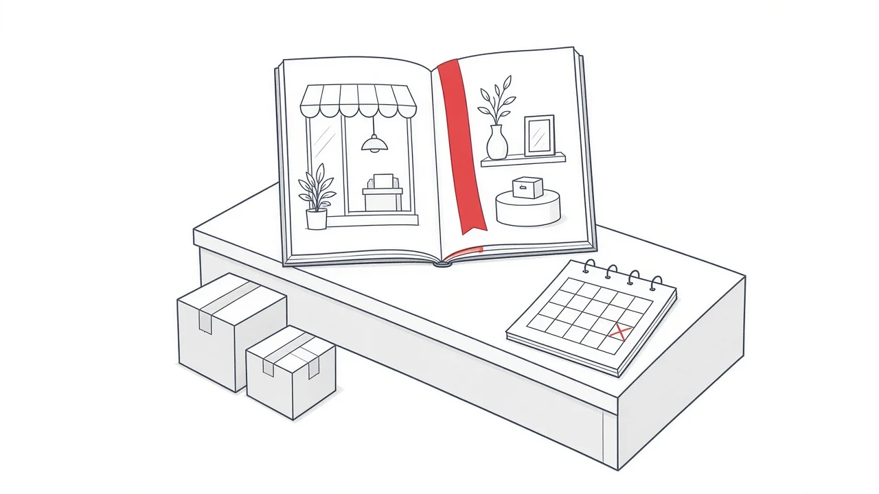 Illustration eines Katalogs und Kalenders als Symbol für Onlinebuchungen und Produktdarstellung