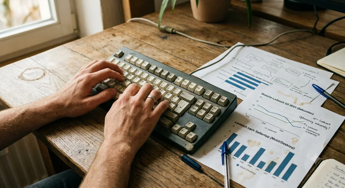 Tippen auf Tastatur neben Leistungsdiagrammen
