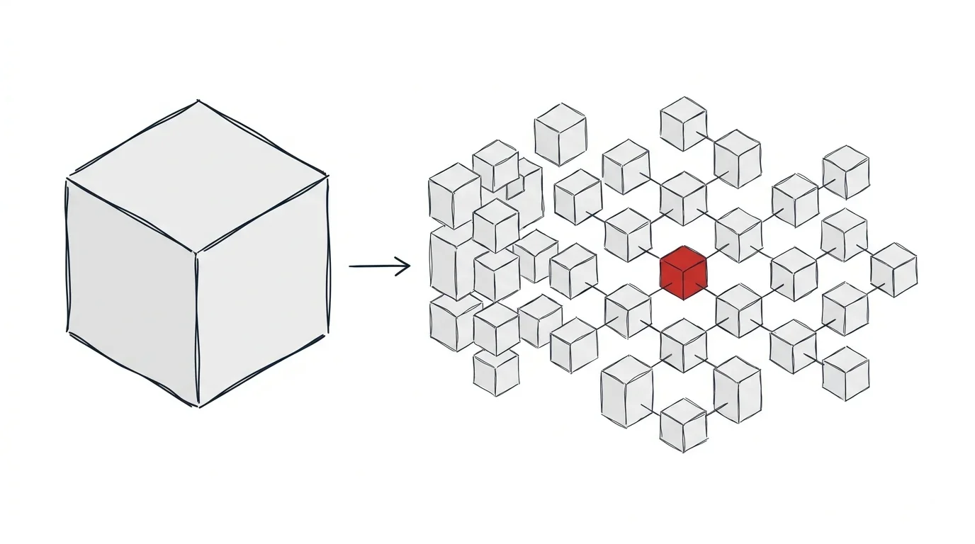 Strukturierte Bausteine symbolisieren verschiedene Strategien der Software-Architektur