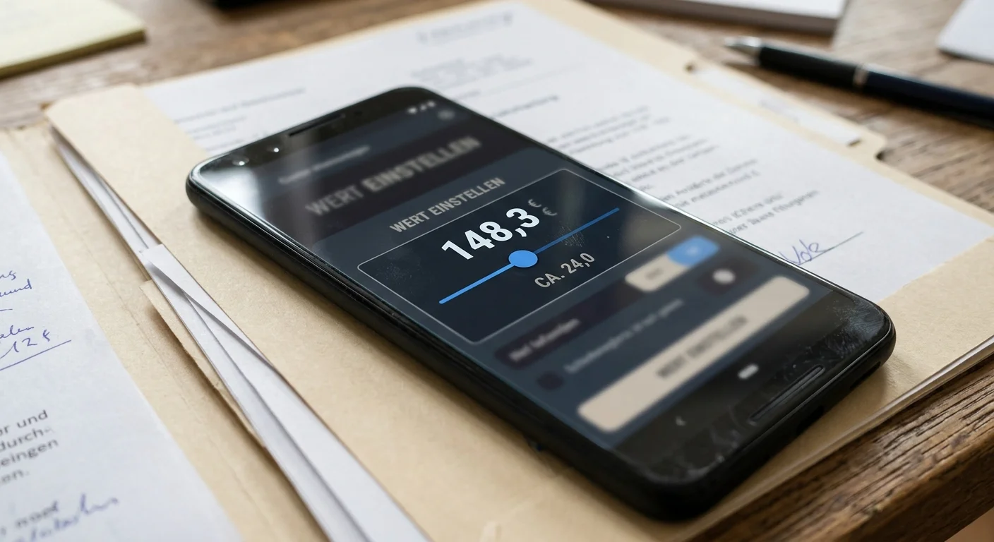 Smartphone mit Schieberegler auf einer Akte