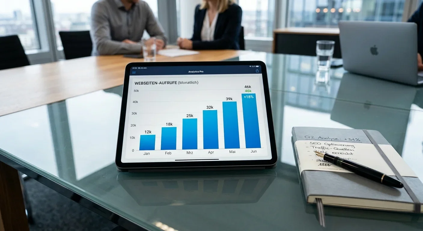 Tablet mit Diagramm zur lokalen Sichtbarkeit