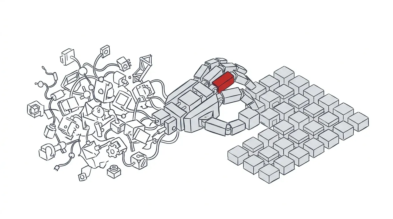 Isometrische Skizze zur Strukturierung und Wartung von automatisierten Modulen