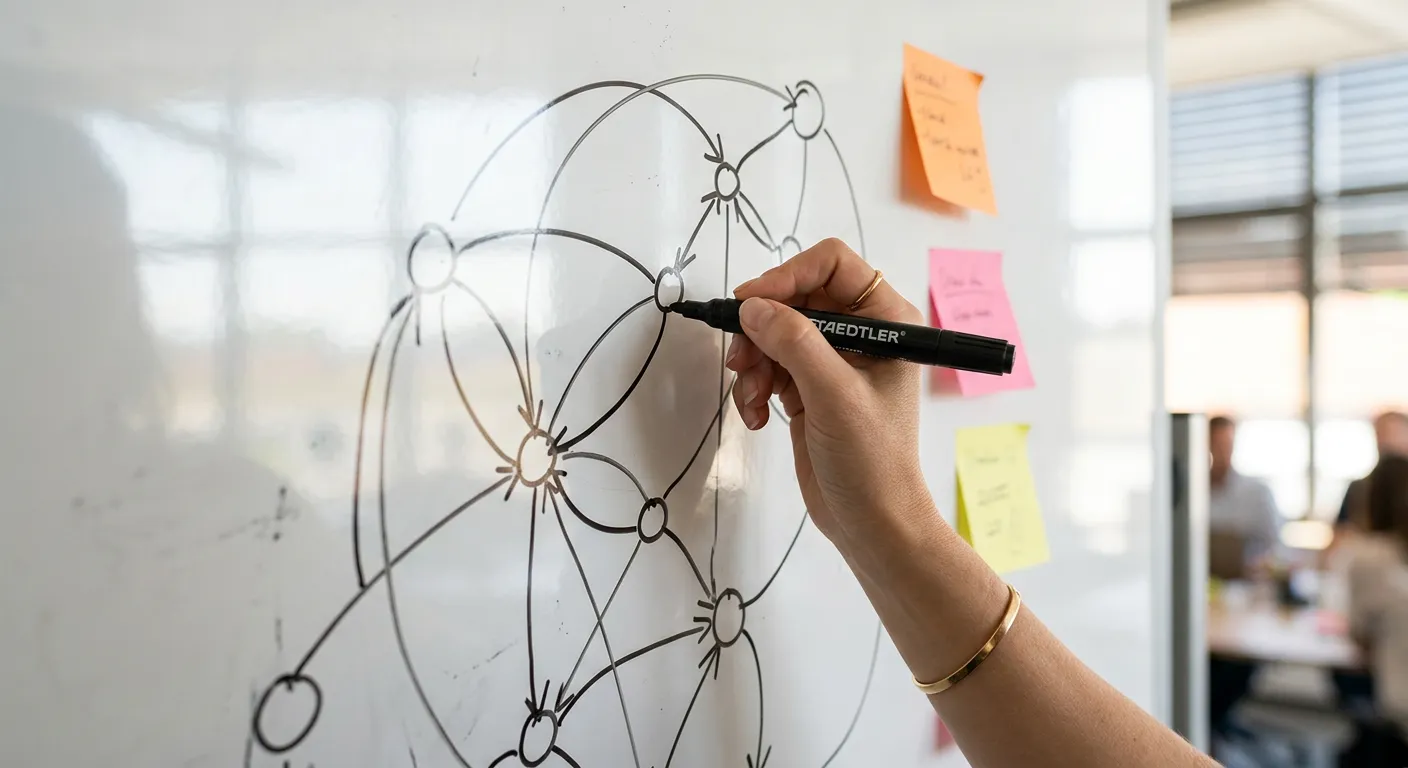 Planung von Finanzen und Kanzleiausgaben an einem Whiteboard.