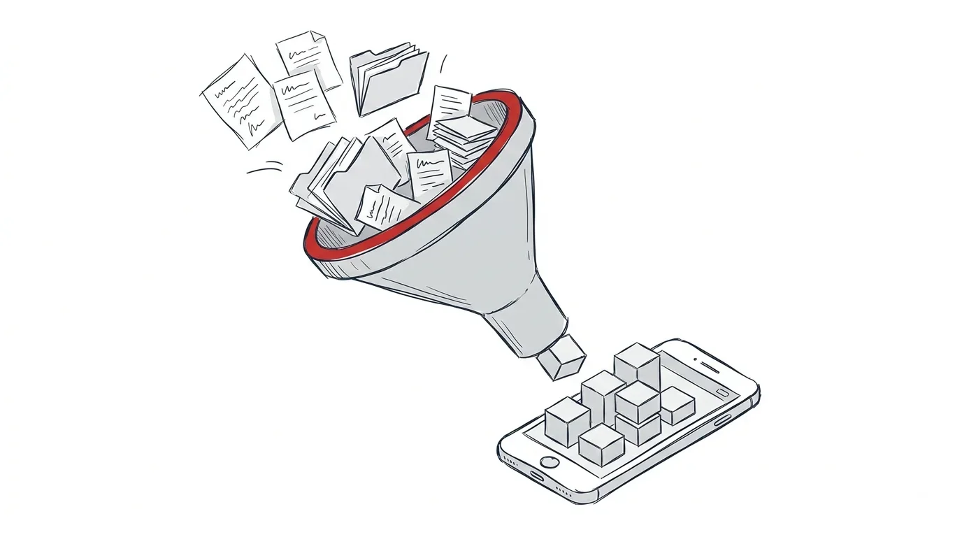 Funnel visualisiert die Strukturierung von Daten durch mobile Datenerfassung
