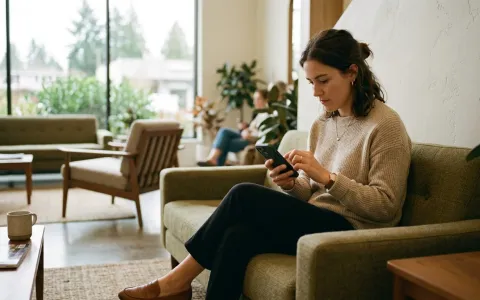 Mandant sucht auf dem Smartphone nach einer Kanzlei