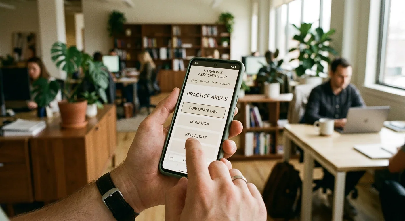 Nutzerführung einer Kanzleiwebsite auf einem Smartphone