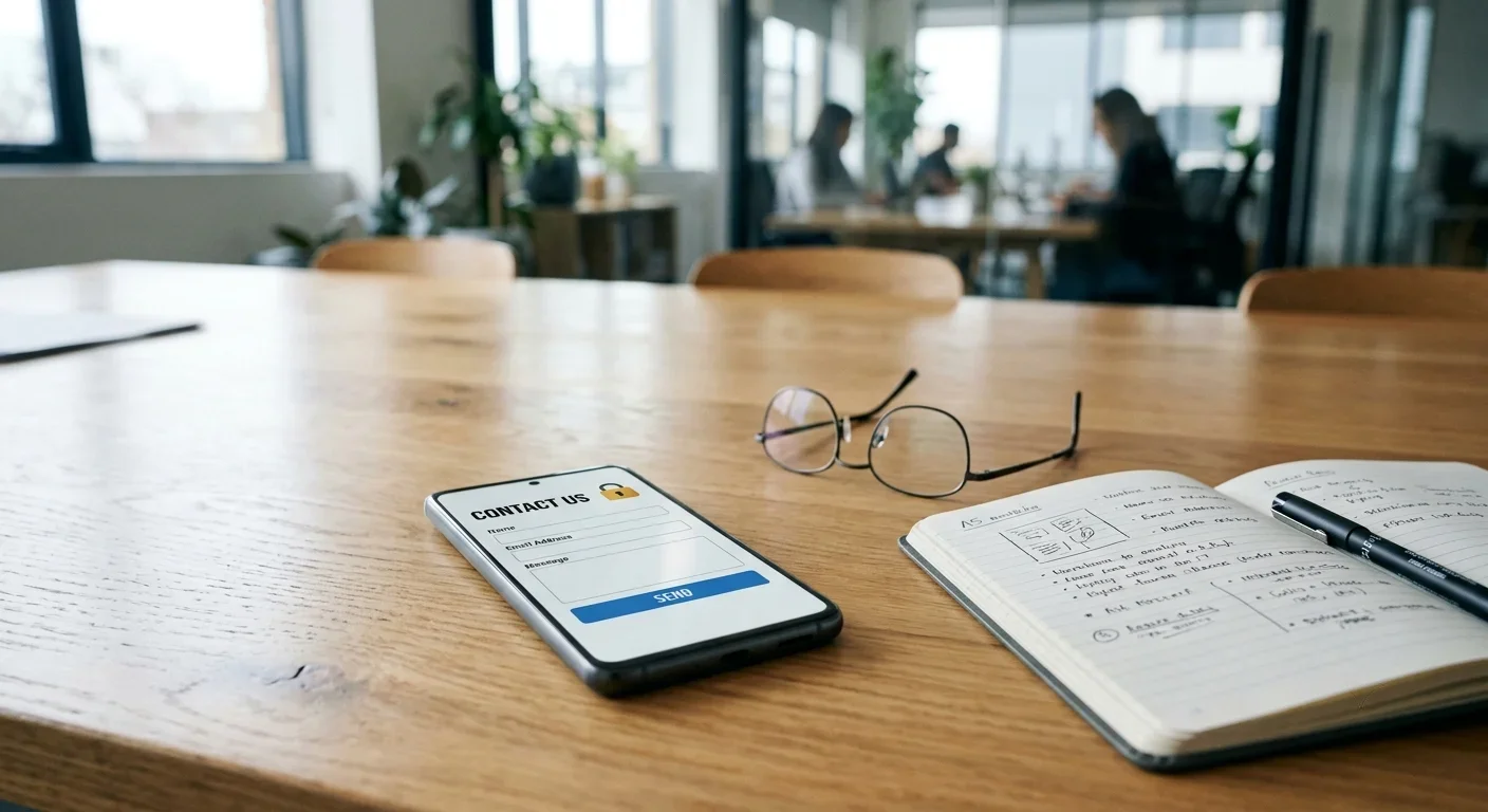 Sicheres, mobiles Kontaktformular auf einem Smartphone
