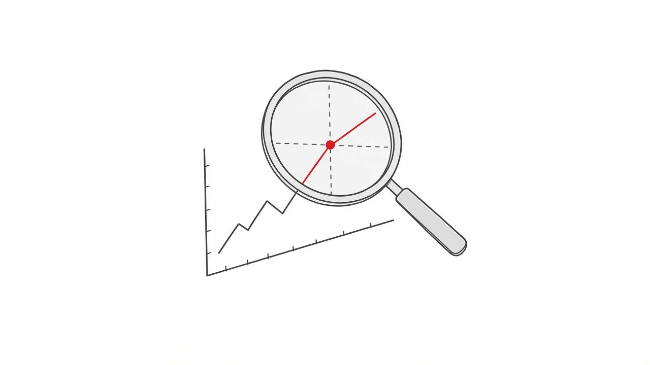 Illustration einer Lupe über einem Diagramm
