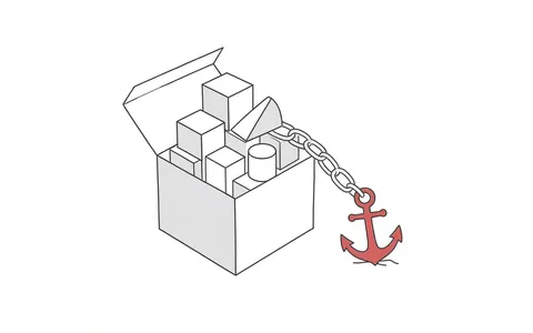Illustration eines geschlossenen Systems, das durch einen Anker festgehalten wird