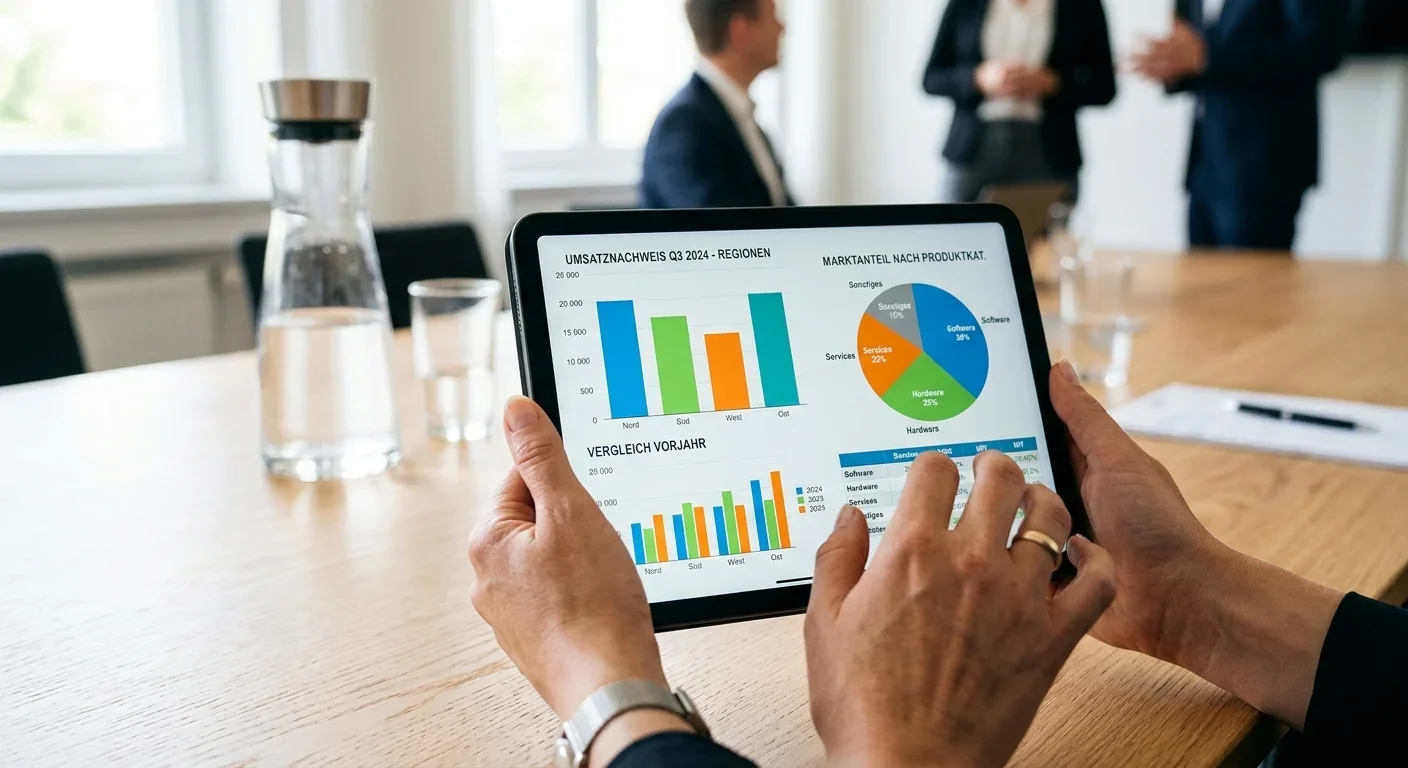 Auswertung von Statistiken auf einem Tablet