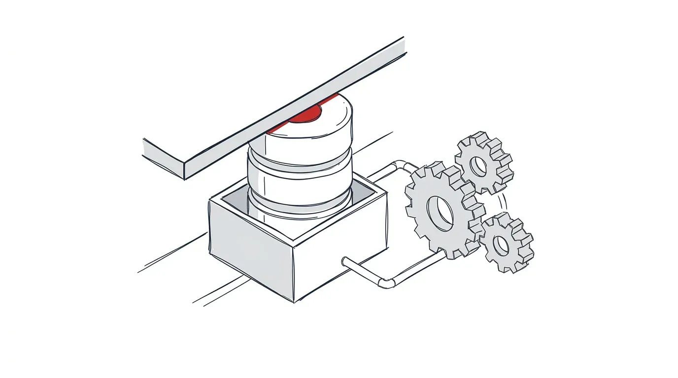 Illustration einer Datenbank, die symbolisch an die Grenzen einer Box stößt.