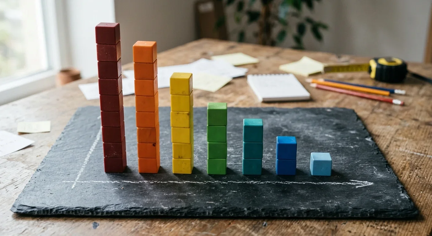 Konzeptuelle Darstellung sinkender Ausfallquoten durch Balkendiagramm